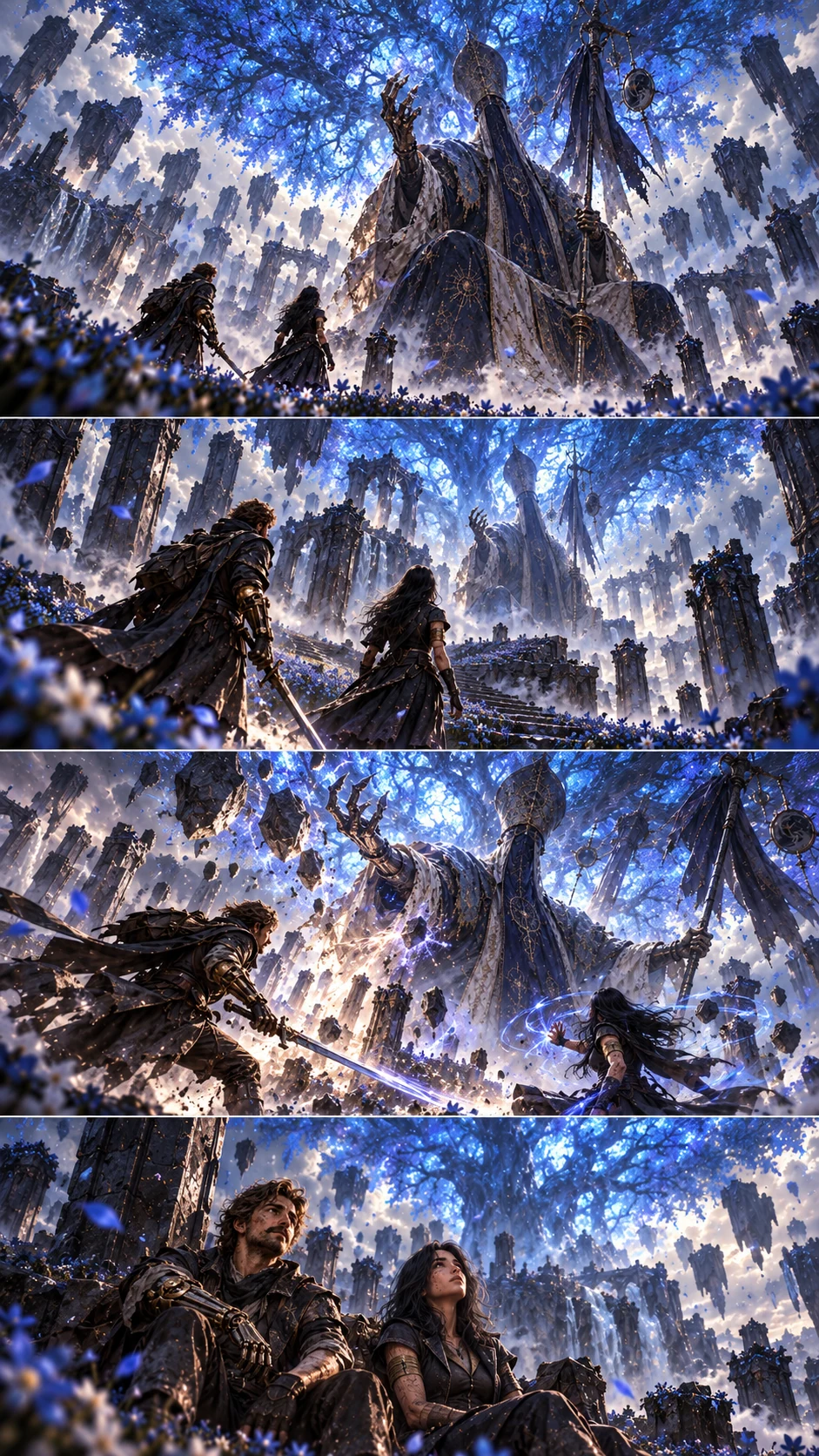 Вертикальный сюжетный коллаж композиции Spring Meadows - Beneath the Blue Tree